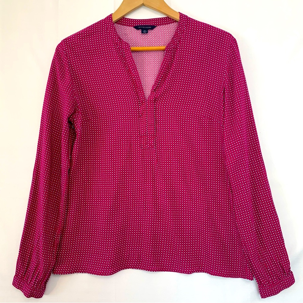 TOMMY HILFIGER Pink Print Long Sleeve Blouse Size Small